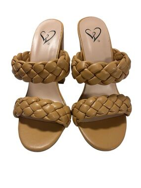 Windsor Amber-68 Braided Tan Block Heel Sandals Mules Size 6